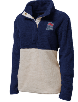 Women's Fuzzy Fleece Snap Neck Pullover, Navy (F22)